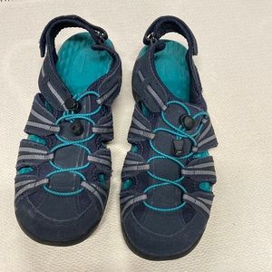 CLARKS Collection Blue Tuvia Madee Fisherman Sporty Adjustable Sandal Shoe Sz 8